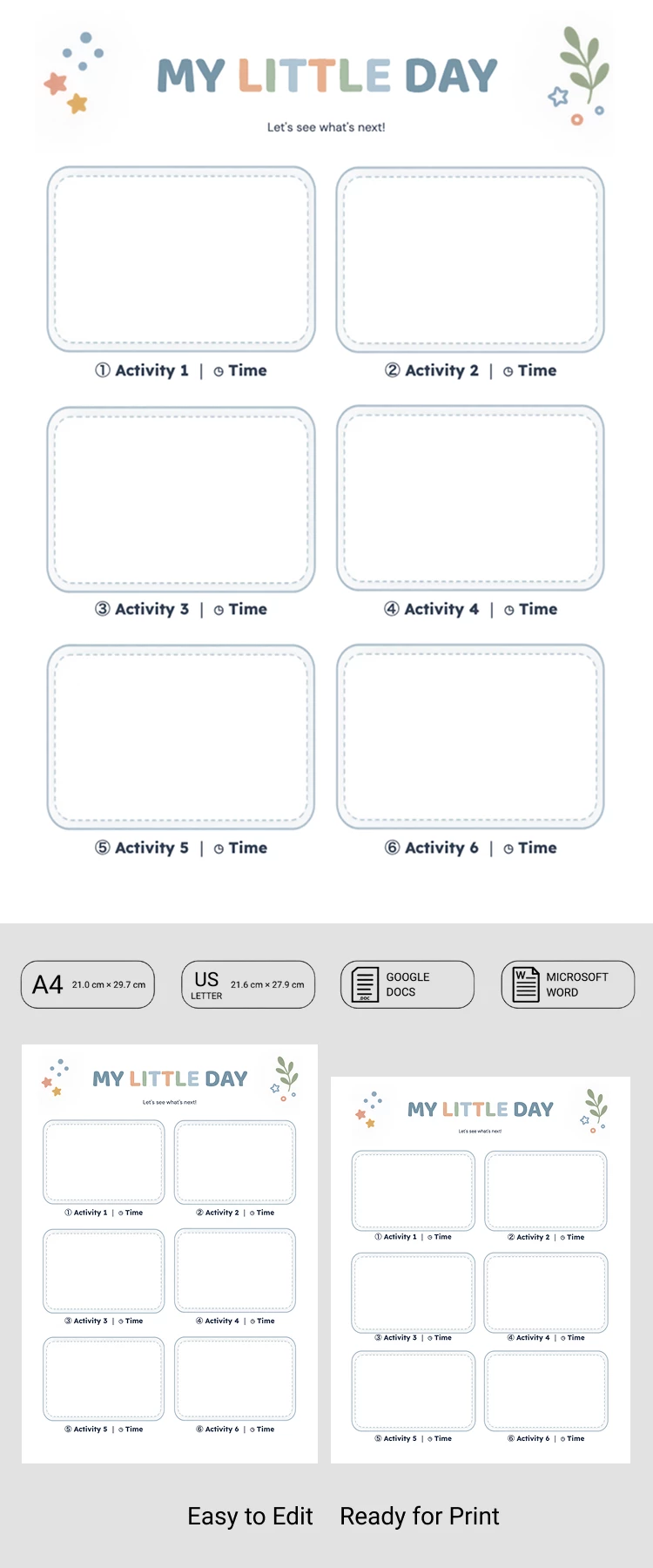 Preview of Blank Visual Schedule Template for Google Docs and Microsoft Word