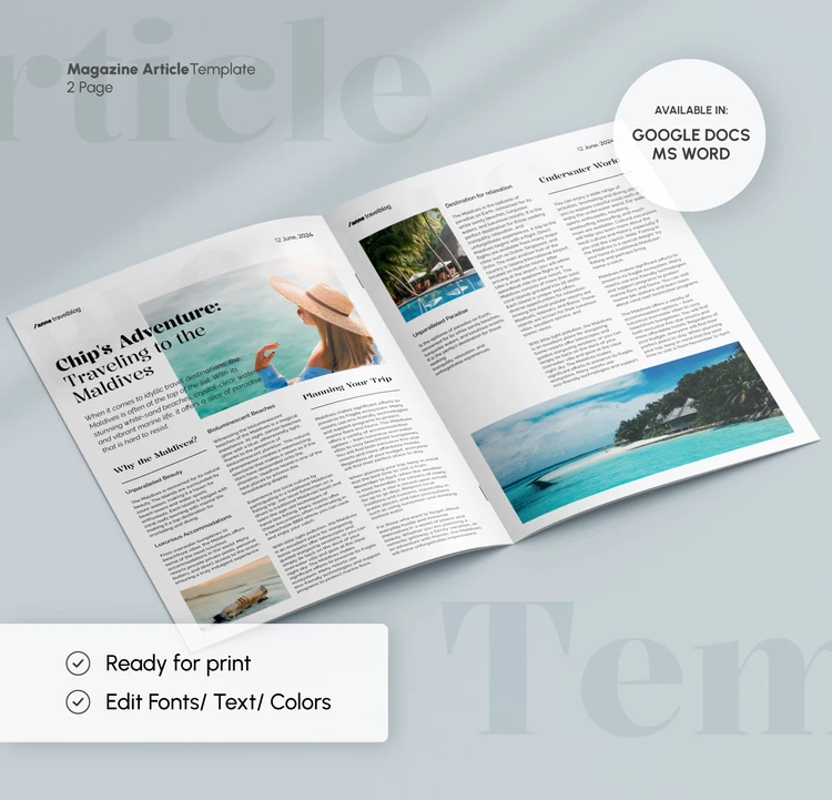 Magazin Artikel Vorlage - free Google Docs Template - 10069044