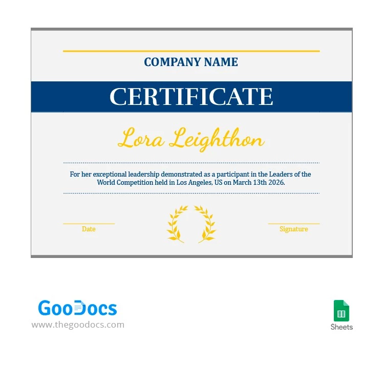 Simple White Award Certificate - free Google Docs Template - 10063661
