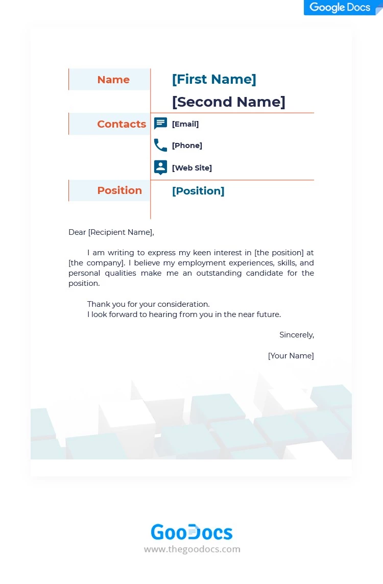 Blue Cover Letter - free Google Docs Template - 10062099