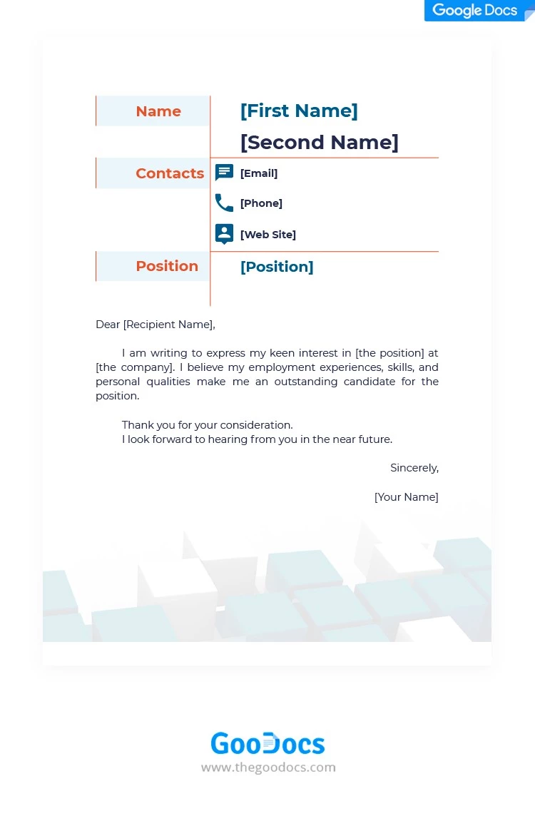 Lettre de motivation en bleu - free Google Docs Template - 10062099