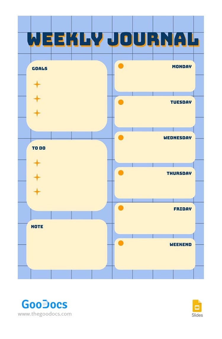 Blue and Yellow Weekly Journal - free Google Docs Template - 10063600