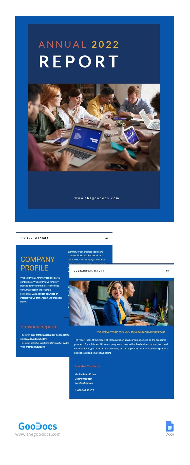 Blue Annual Report - free Google Docs Template - 10062626