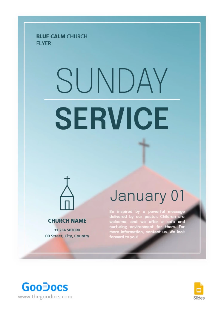 Blue Calm Church Flyer - free Google Docs Template - 10066200
