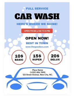 Free Blue Car Wash Poster Template In Google Docs