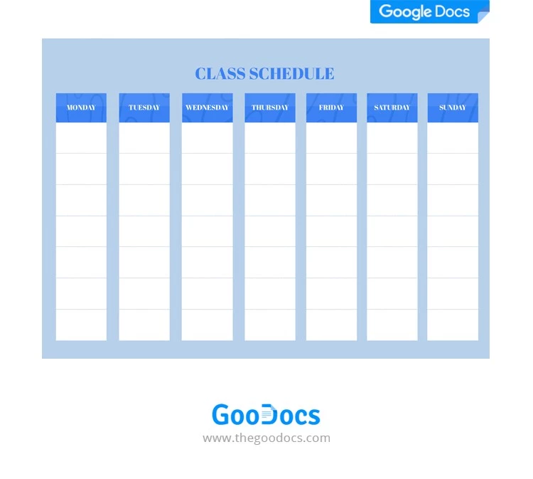 Blue Class Schedule - free Google Docs Template - 10062046