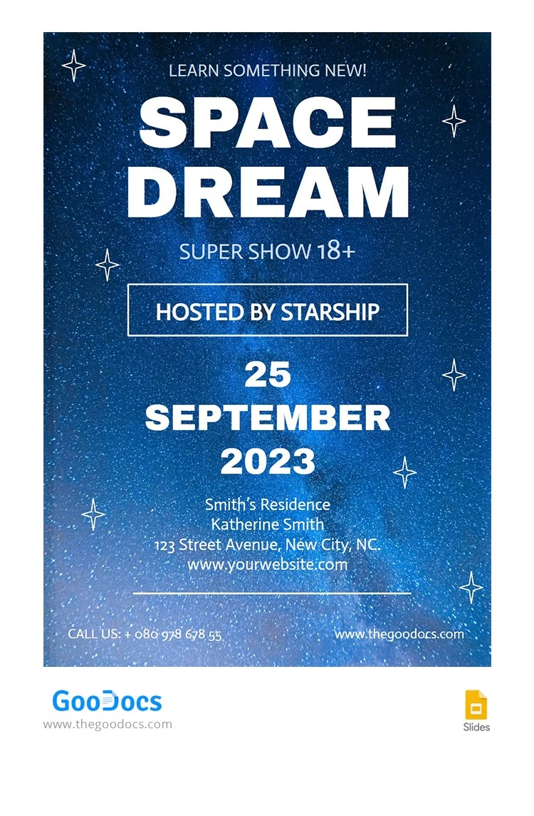 Flyer del Espacio de Eventos Azul - free Google Docs Template - 10065926
