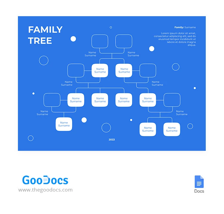 Árvore Genealógica Azul - free Google Docs Template - 10065315