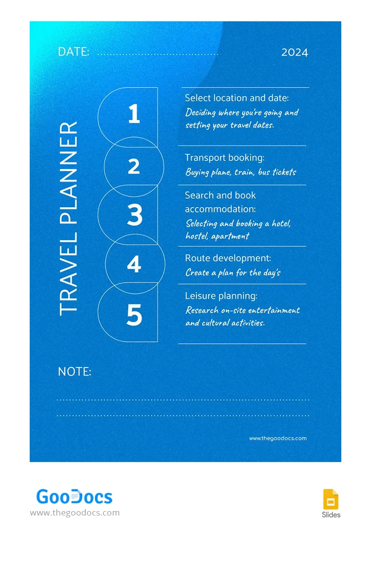 Blue Gradient Travel Planner - free Google Docs Template - 10067630