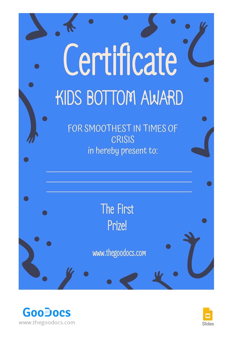 Certificato di premio per il fondo dei bambini blu - free Google Docs Template - 10066935