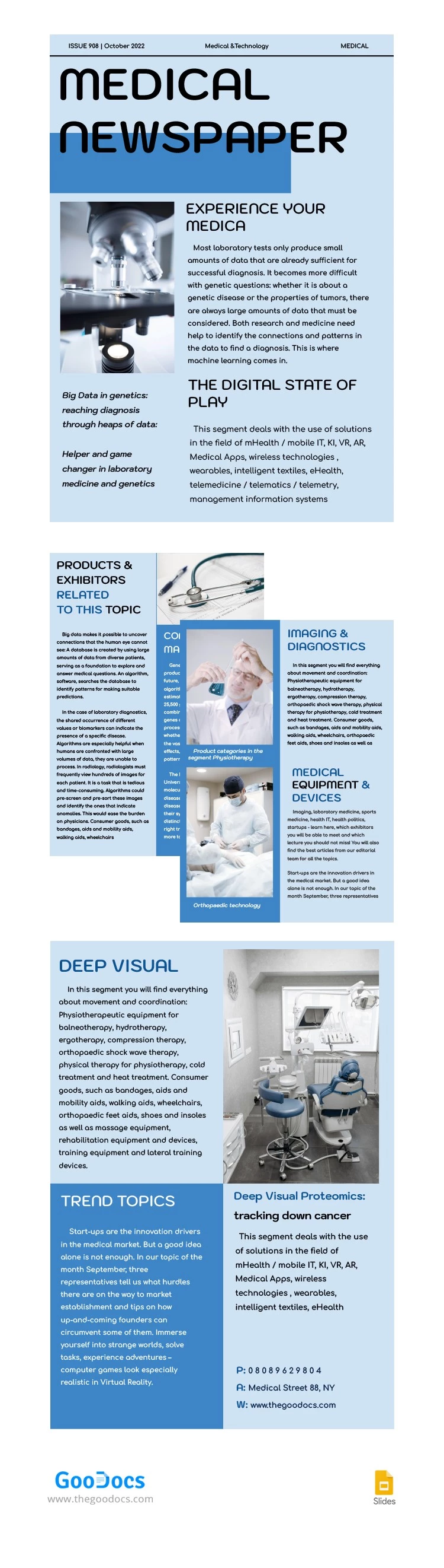 Journal médical bleu - free Google Docs Template - 10064615