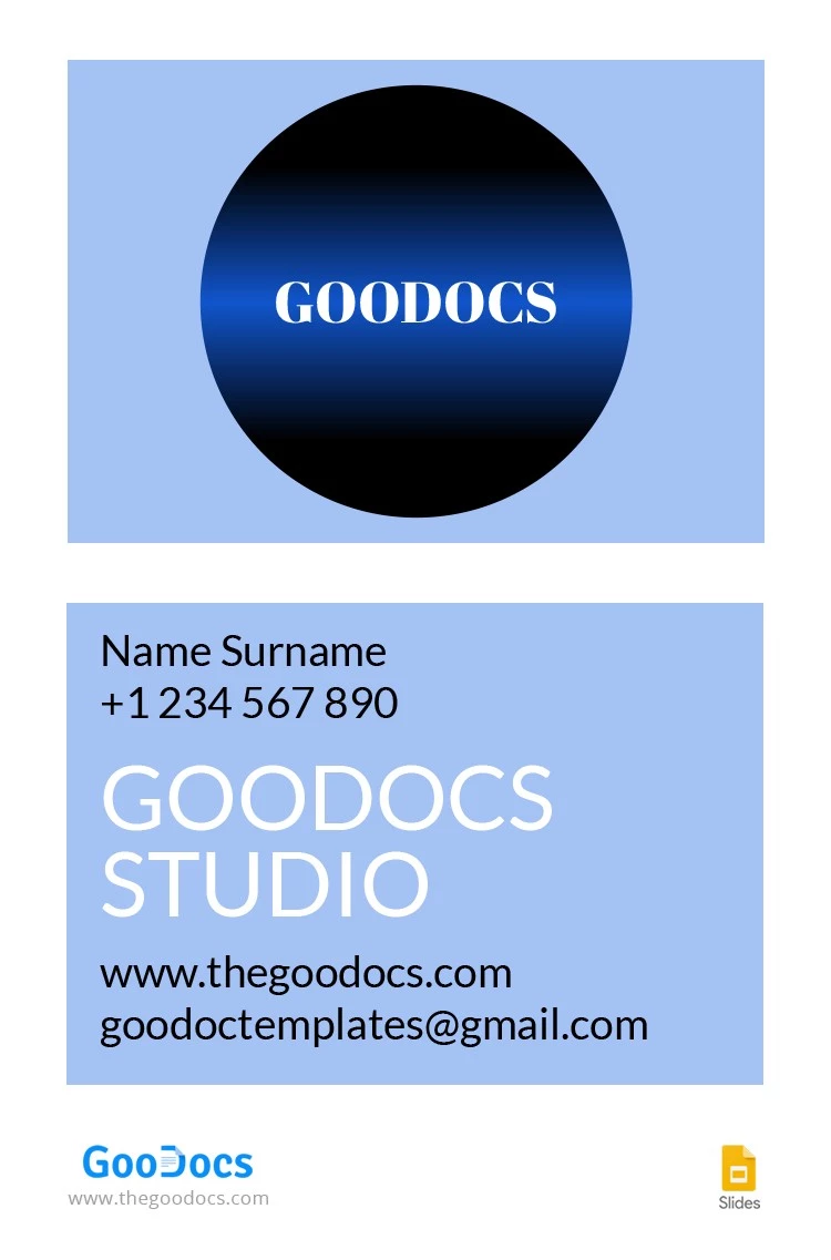 Cartão de visita empresarial moderno azul - free Google Docs Template - 10062870