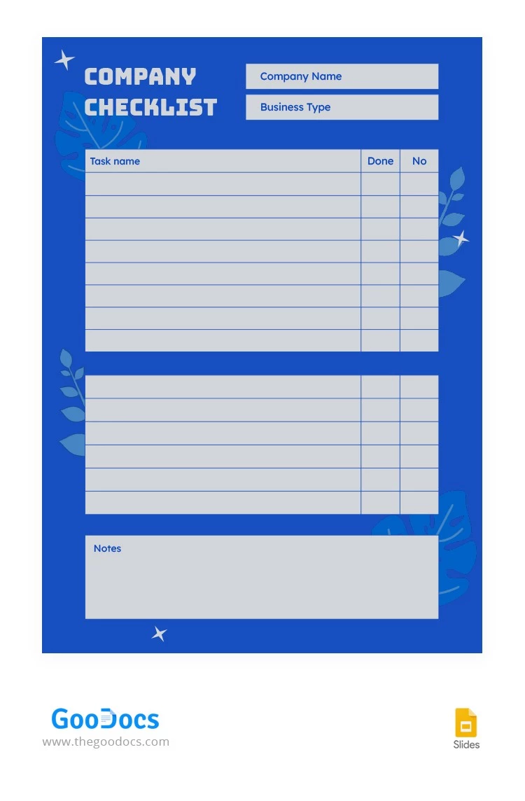 Blue Сompany Checklist - free Google Docs Template - 10065783