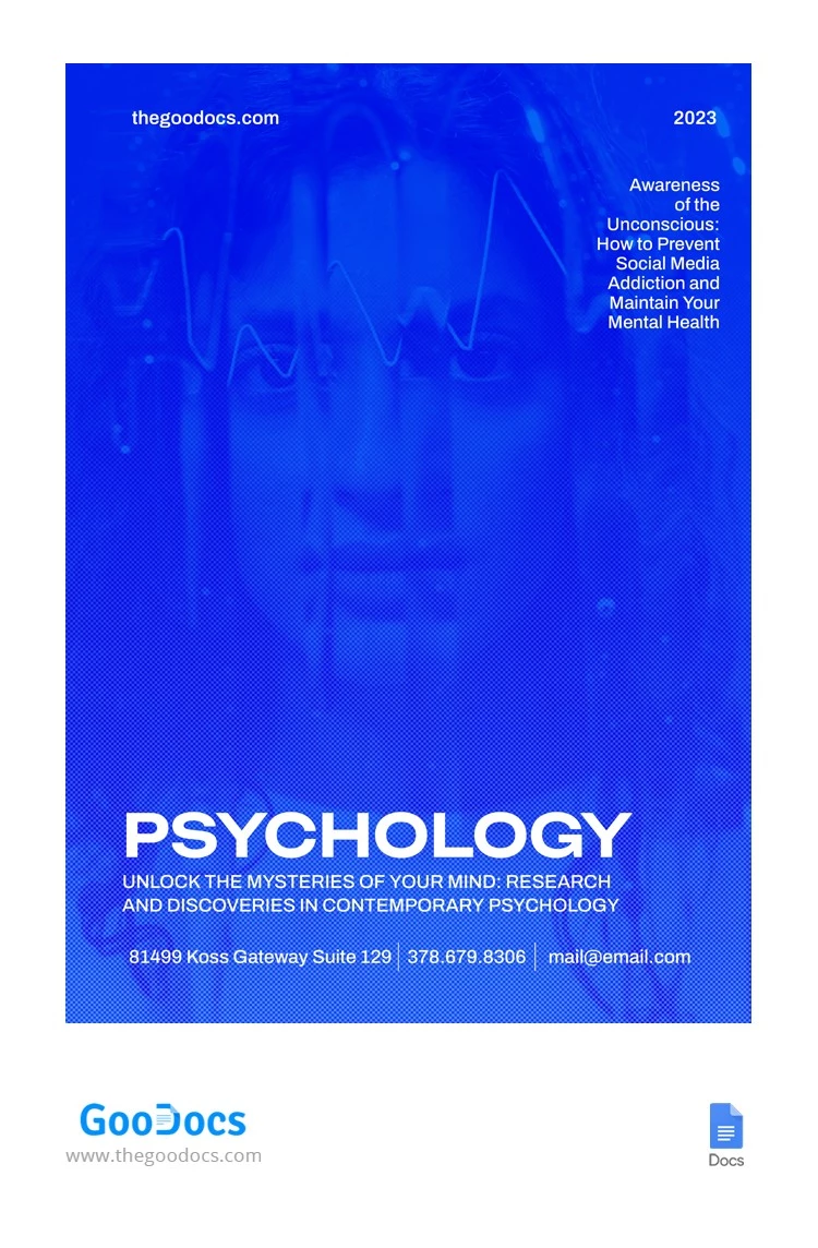 Affiche de psychologie bleue - free Google Docs Template - 10066079