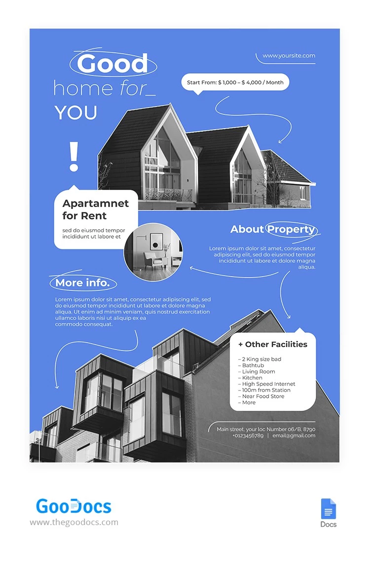 Poster immobiliare blu - free Google Docs Template - 10064723