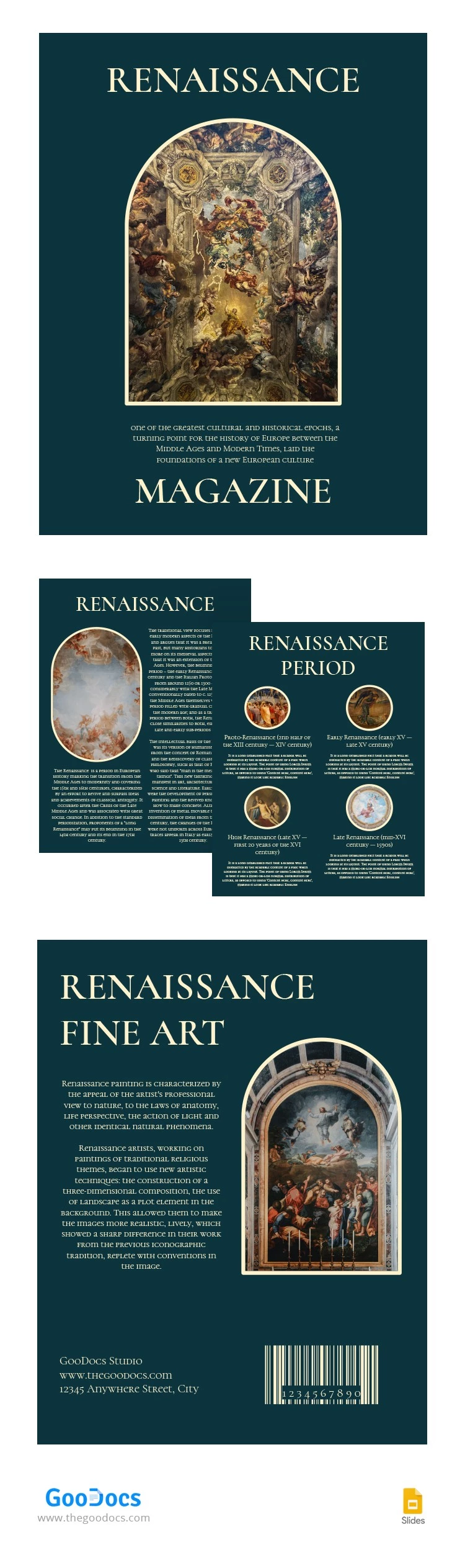 Blaues Renaissance-Magazin - free Google Docs Template - 10064039