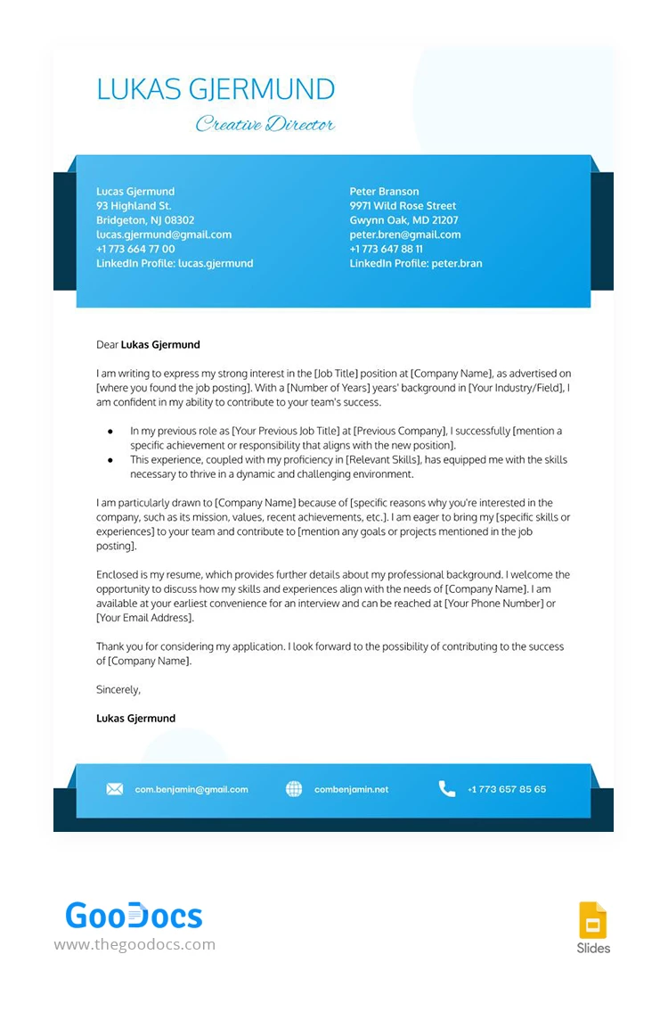 Blue Resume Cover Page - free Google Docs Template - 10067995