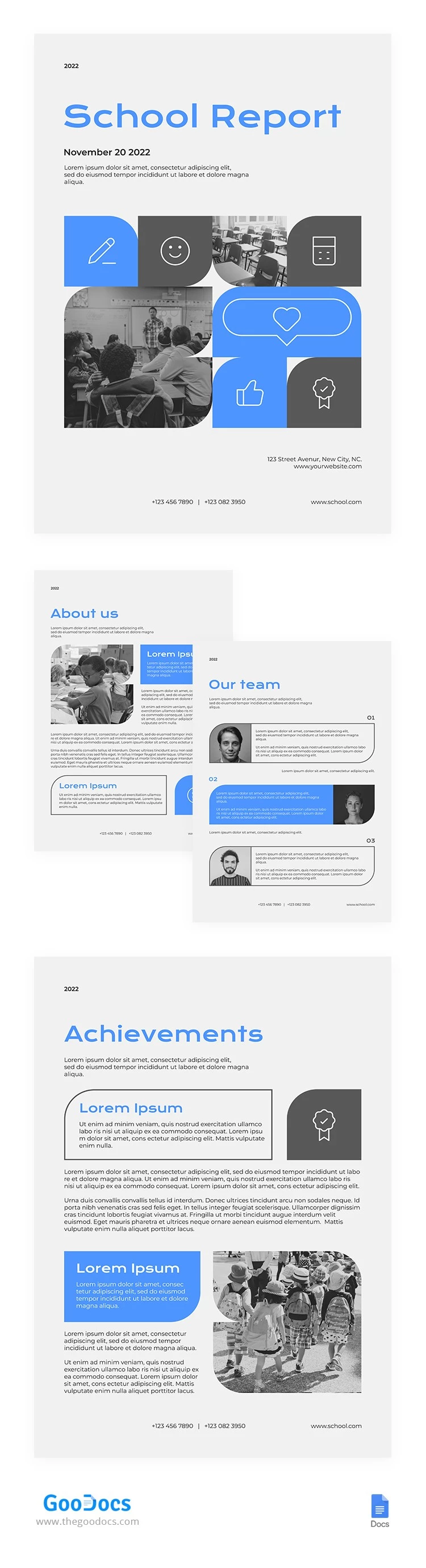 Blauer Schulbericht - free Google Docs Template - 10064932