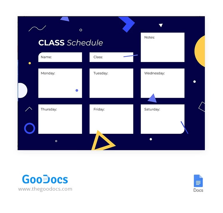 Orario scolastico blu - free Google Docs Template - 10064786