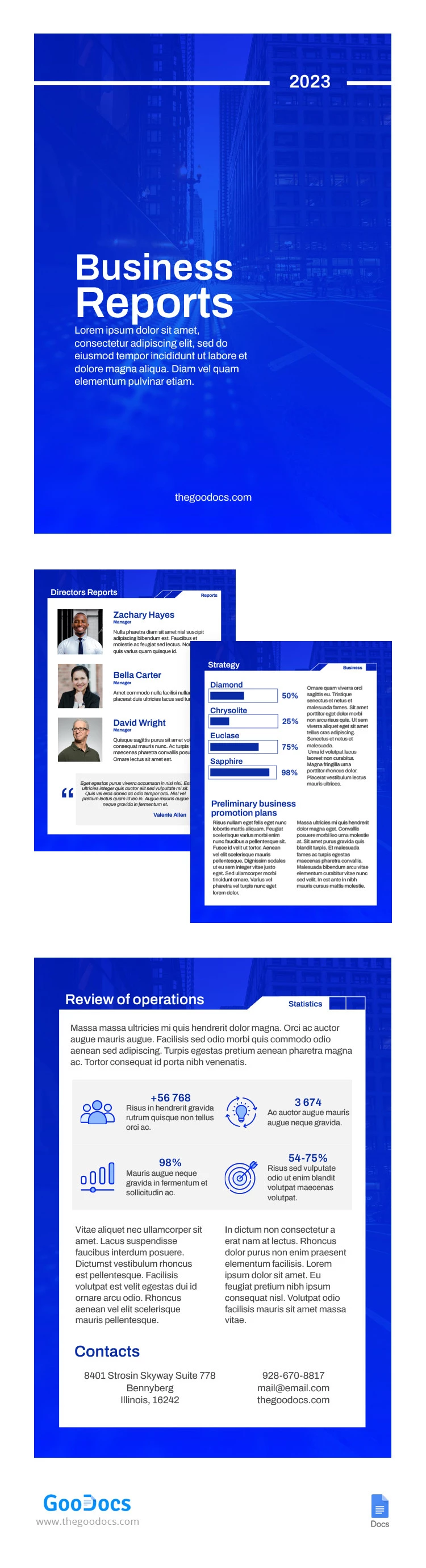 Blue Simple Business Report - free Google Docs Template - 10065624