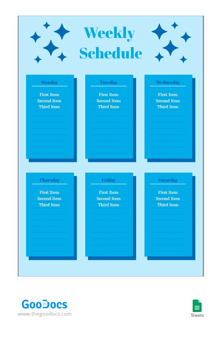 Blue Star Style Schedule - free Google Docs Template - 10063583