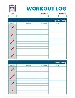 Free Blue Style Workout Log Template In Google Docs