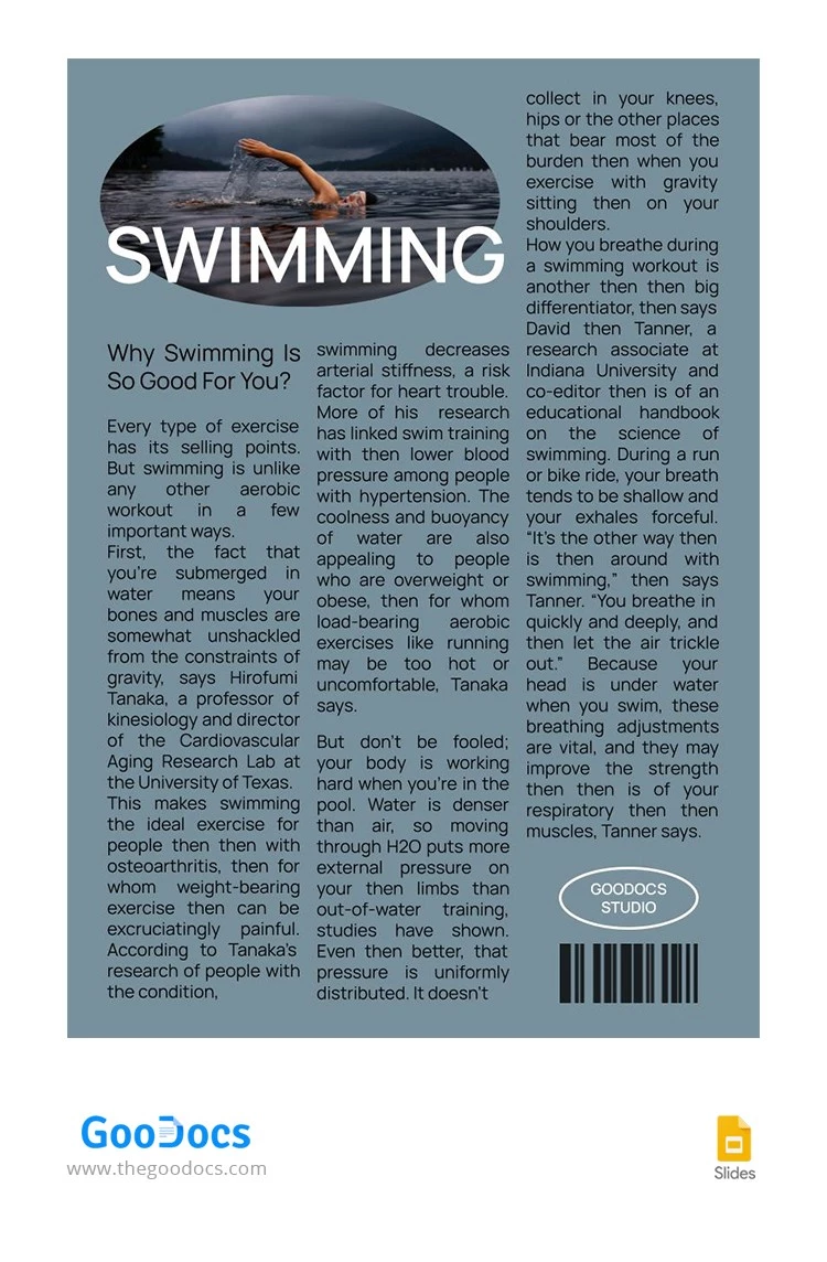 Artigo de natação azul. - free Google Docs Template - 10063732