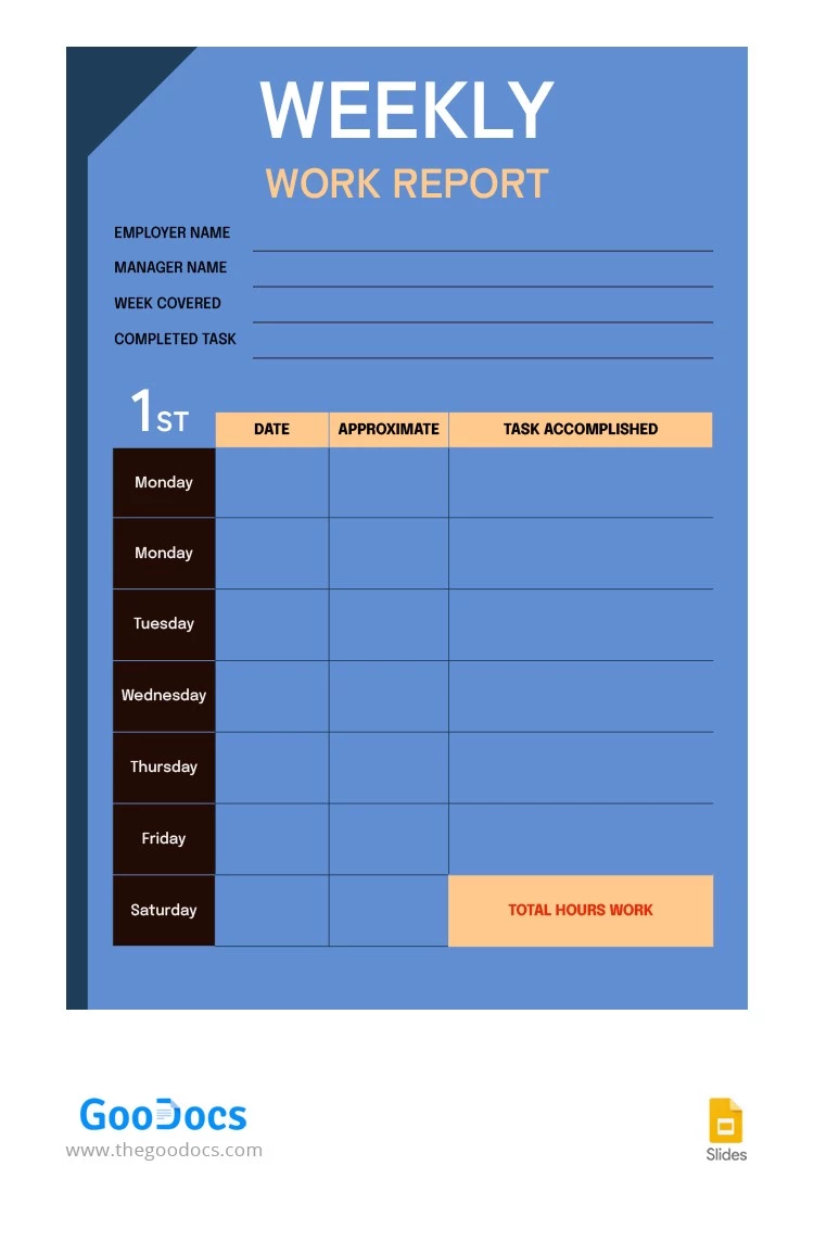 Blue Weekly Report - free Google Docs Template - 10064686