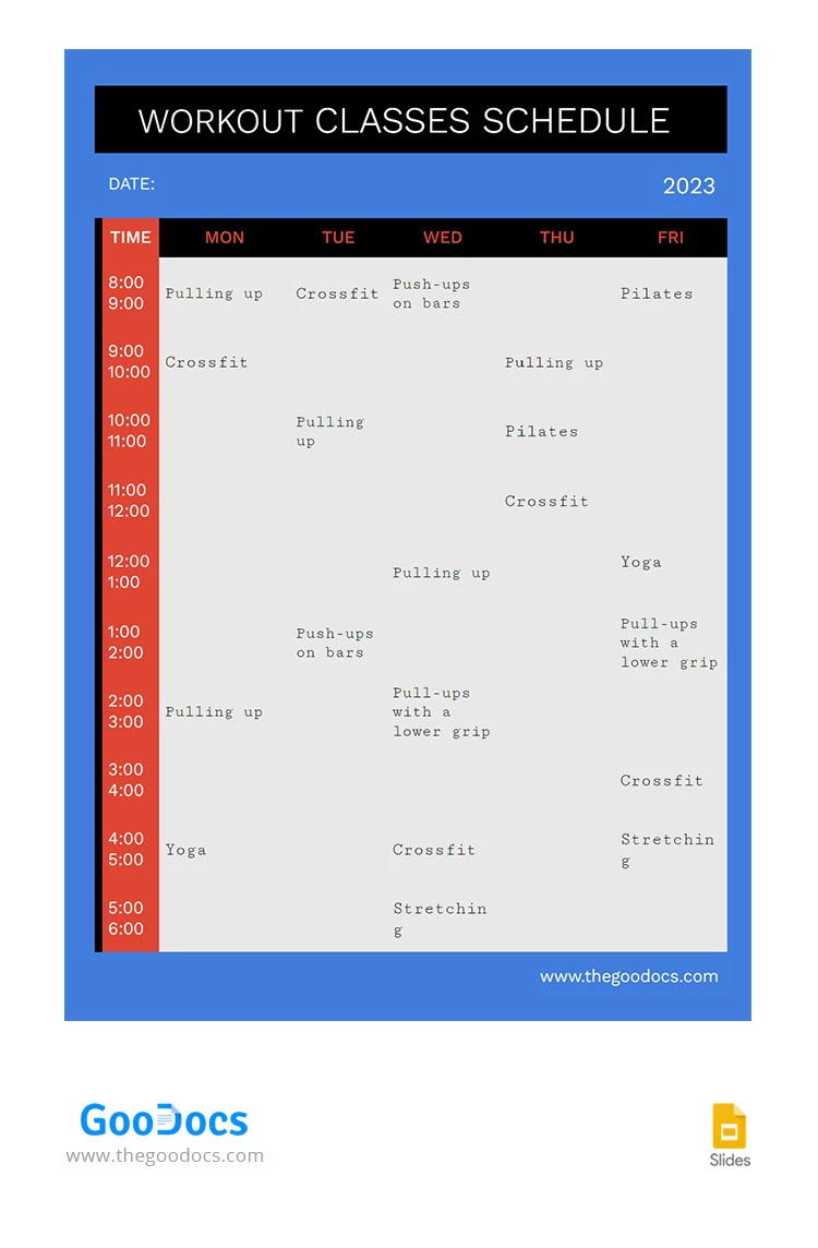 Blue&Red Workout Schedule - free Google Docs Template - 10065602