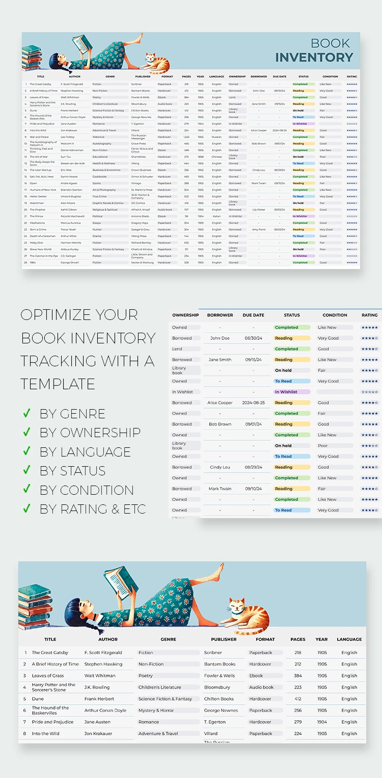 Inventario di libri - free Google Docs Template - 10069066