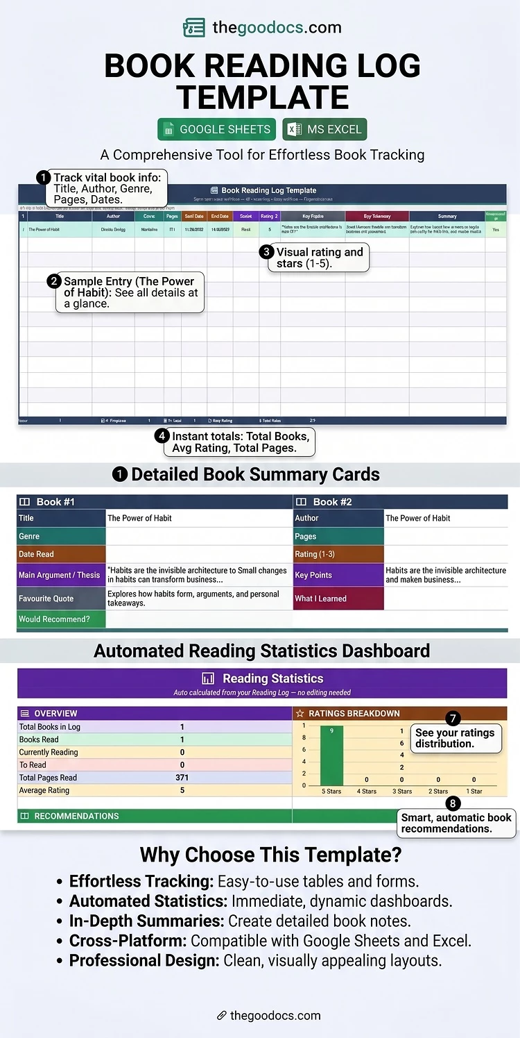 Vorschau von Buch-Lese-Logbuch-Vorlage für Google Sheets and Microsoft Excel