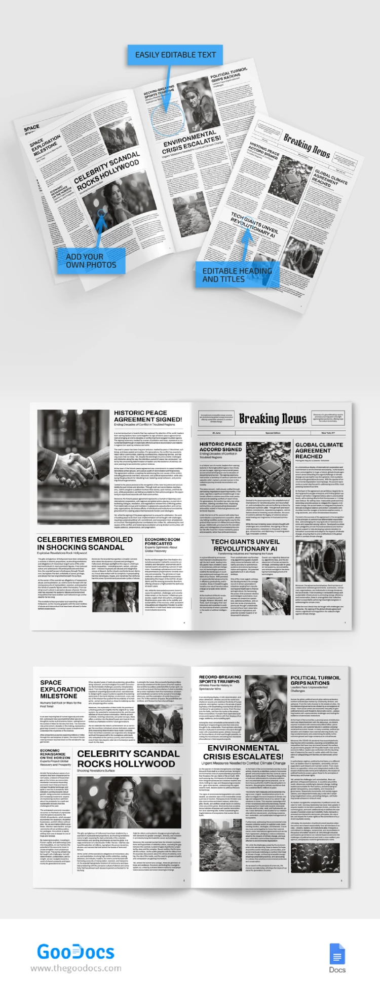 Breaking News Newspaper - free Google Docs Template - 10068501