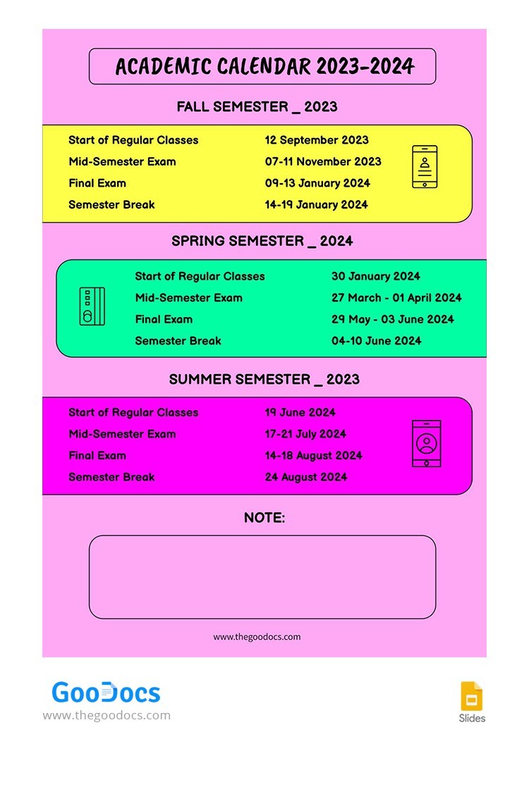 Bright Academic Calendar 202324 Template In Google Slides