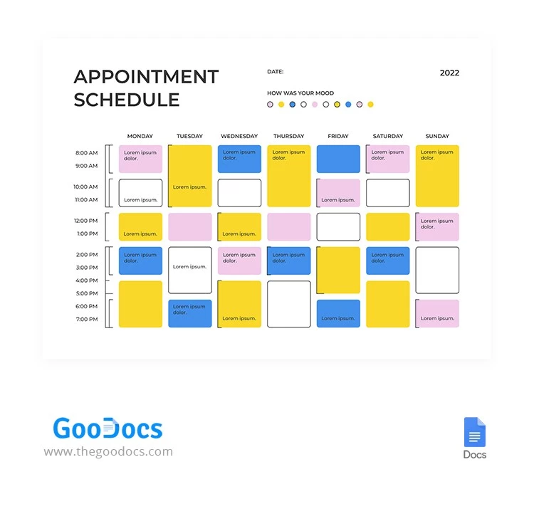 Bright Appointment Schedule - free Google Docs Template - 10065007