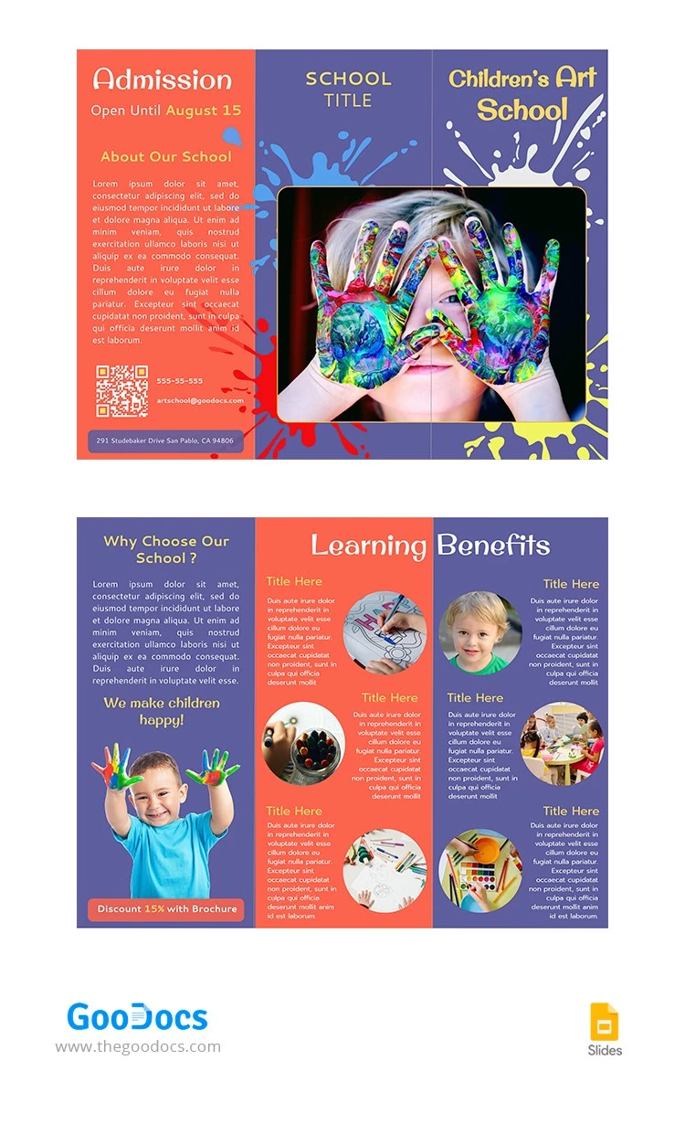 Brochure de l'école d'art brillante - free Google Docs Template - 10065835