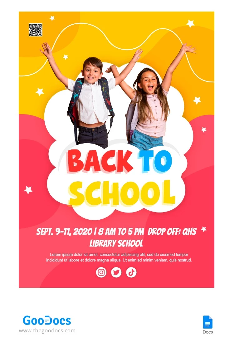 Bright Back to School Flyer - free Google Docs Template - 10065703