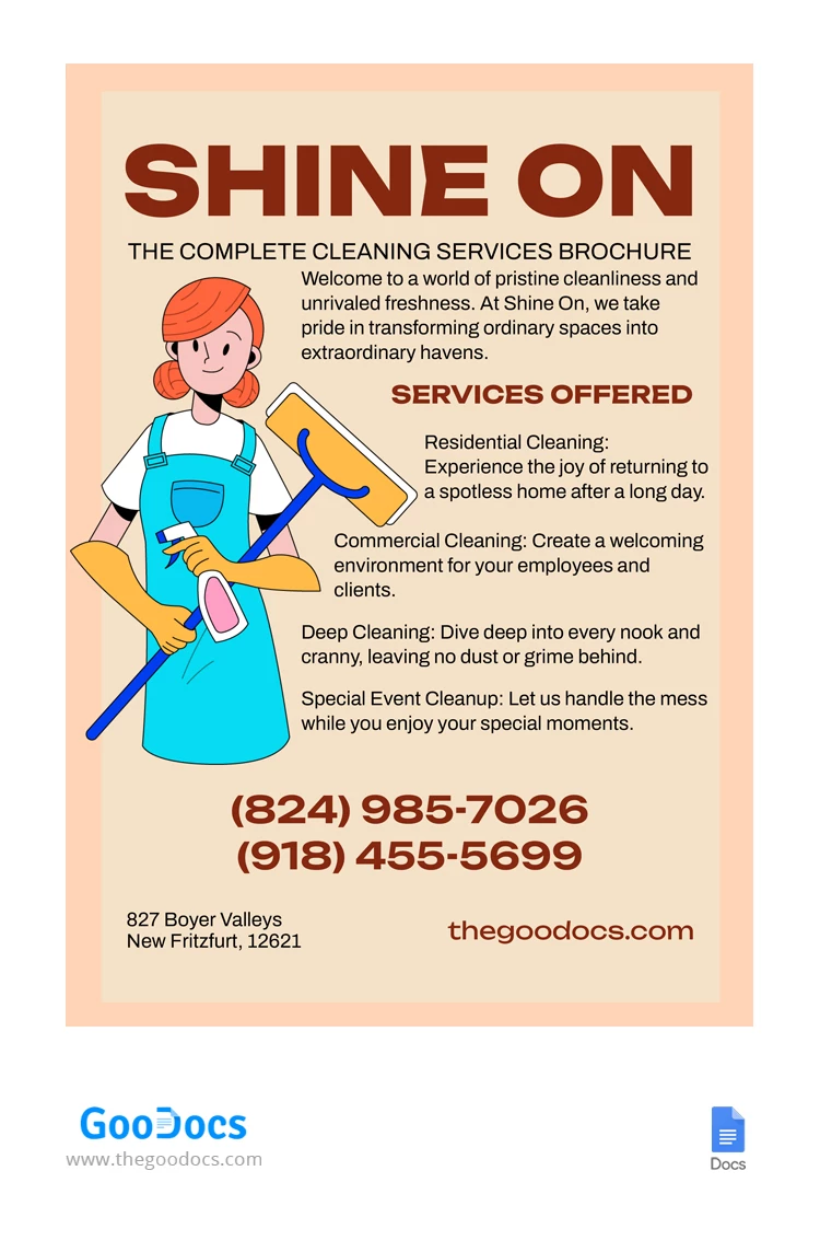 Bright Cartoon Cleaning Flyer - free Google Docs Template - 10066624