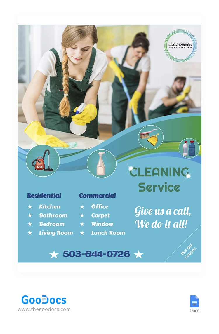 Bright Cleaning Flyer - free Google Docs Template - 10064441