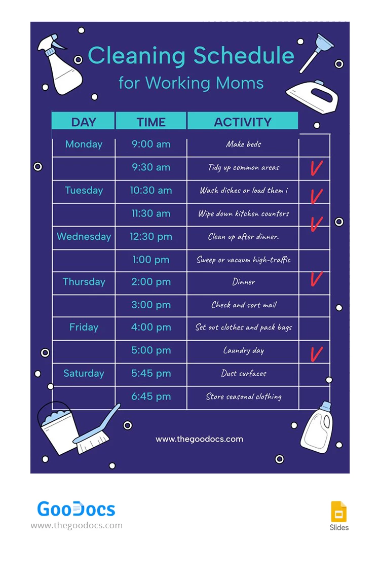 Bright Cleaning Schedule - free Google Docs Template - 10068338