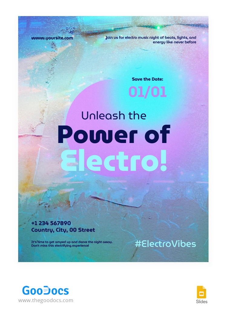 Bright Colorful Electro Flyer - free Google Docs Template - 10067215