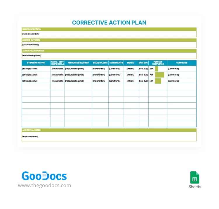 Bright Corrective Action Plan - free Google Docs Template - 10062915