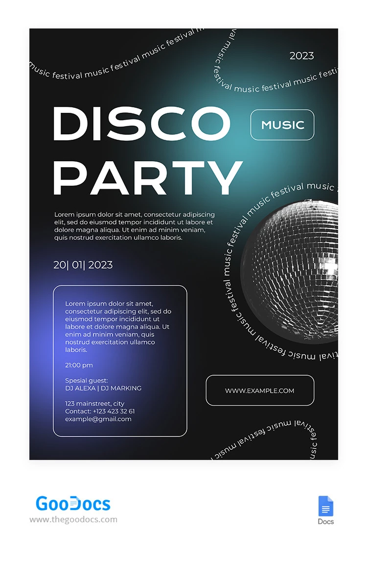 Flyer Disco Lumineux - free Google Docs Template - 10065380