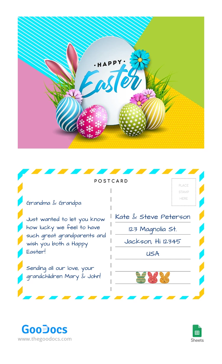 Bright Easter Postcard - free Google Docs Template - 10063828