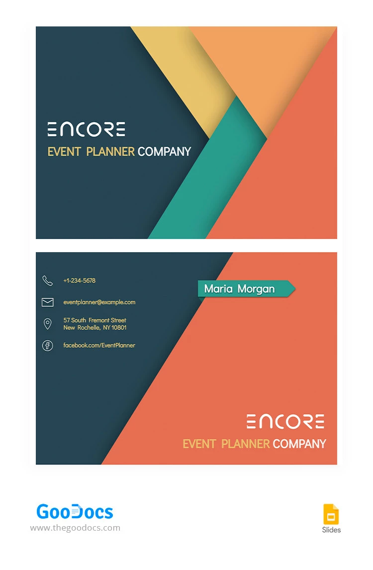 Bright Event Planner Business Card - free Google Docs Template - 10065352