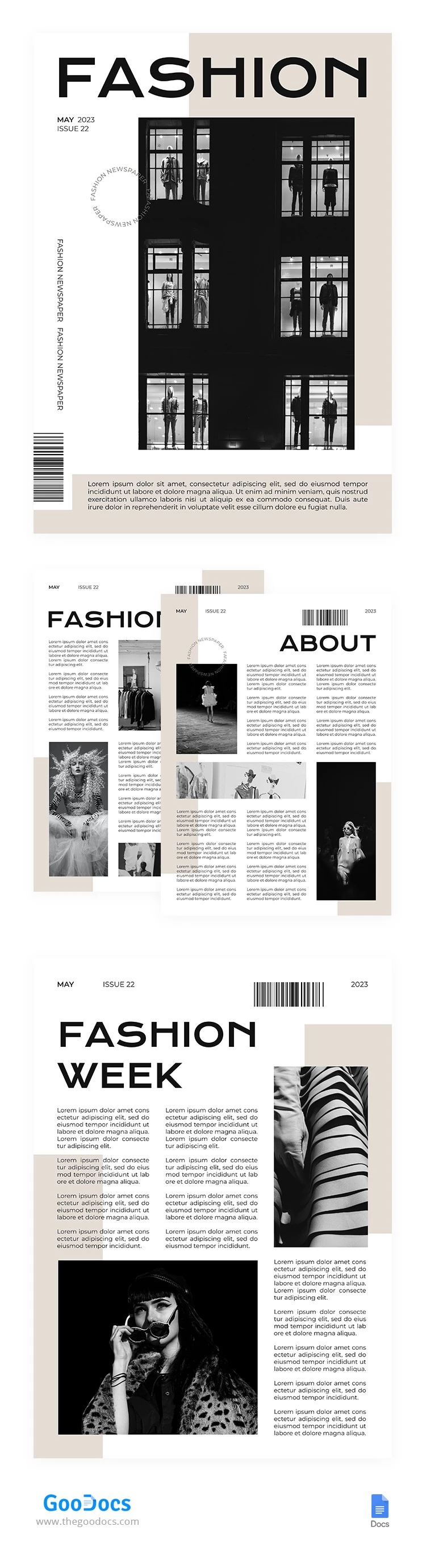 Bright Fashion Newspaper - free Google Docs Template - 10065888