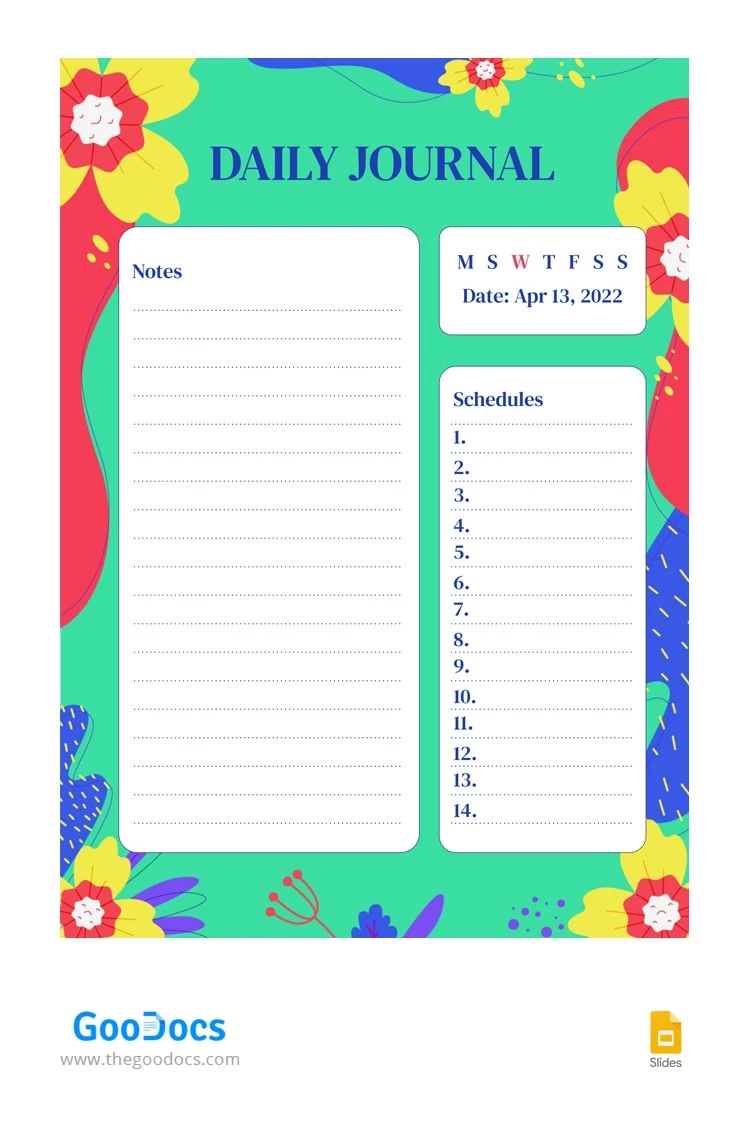 Bright Floral Journal - free Google Docs Template - 10063229