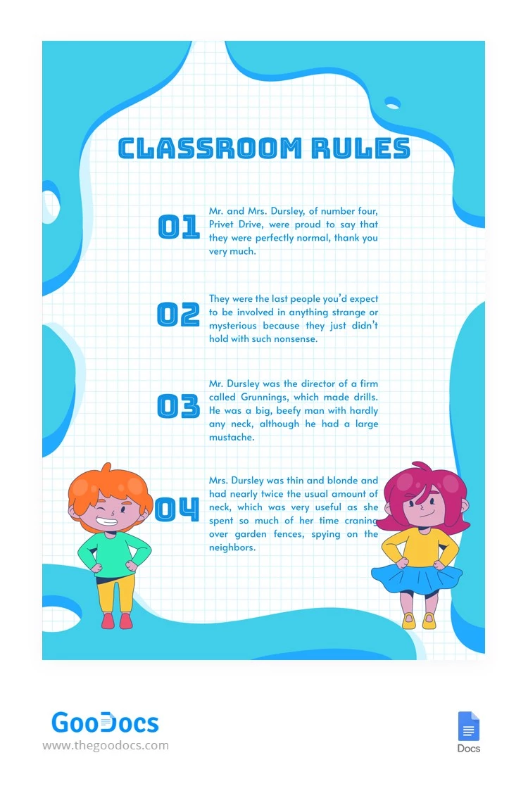 Bright Funny Rules Classroom Announcements - free Google Docs Template - 10065112