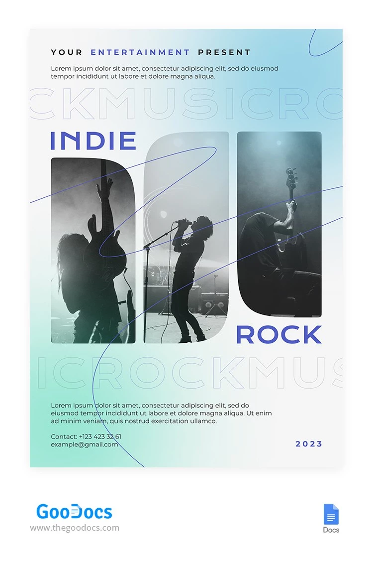 Flyer Brilhante Gradiente de Rock - free Google Docs Template - 10065681