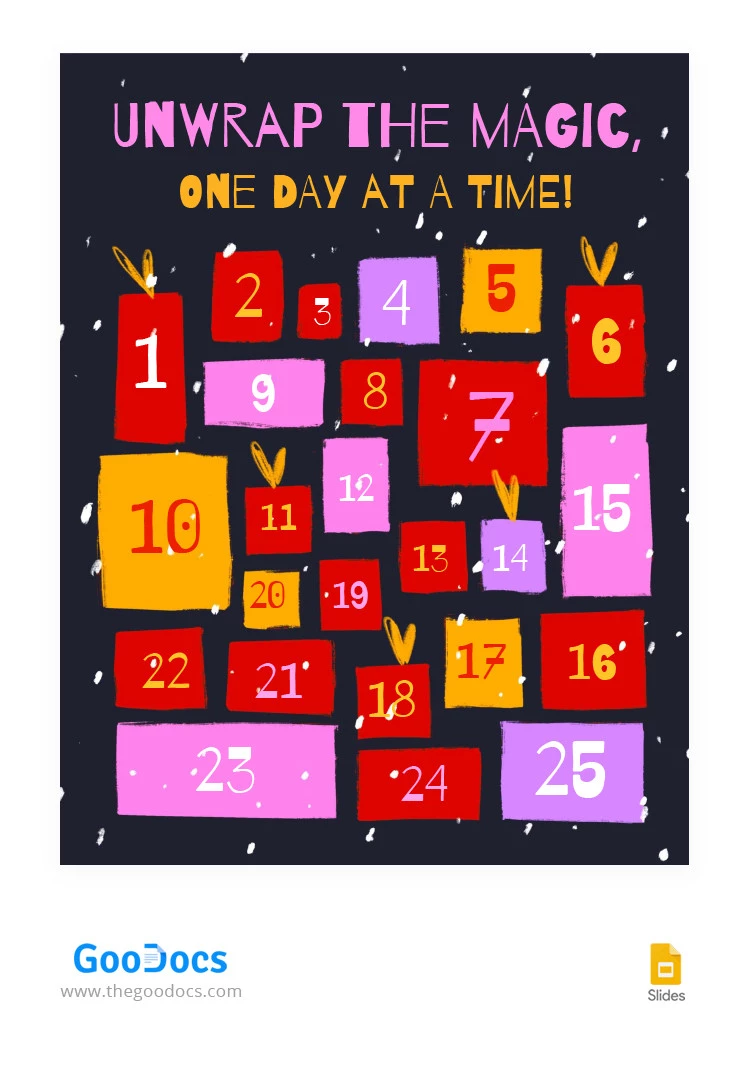 Calendario de Adviento para niños brillantes - free Google Docs Template - 10066274