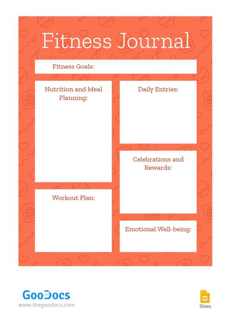 Journal de fitness orange vif - free Google Docs Template - 10066492